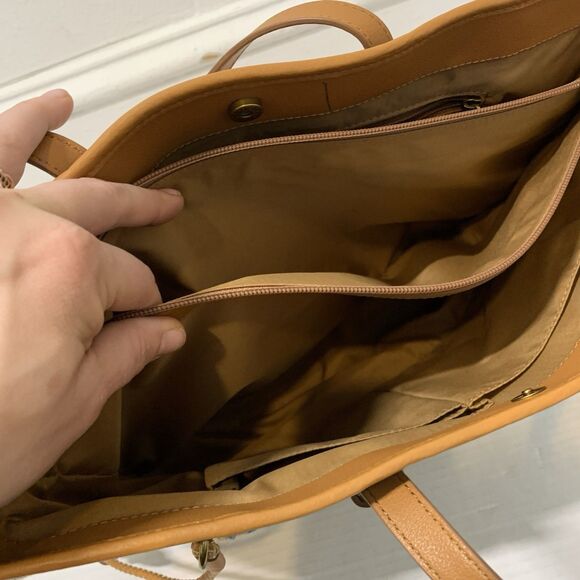 Fossil Tote Charlie Ecru Multi Stripe Pink Blue Shoulder Bag Purse NWOT - Picture 8 of 12